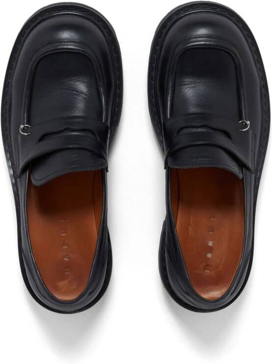 Marni Leren loafers Zwart