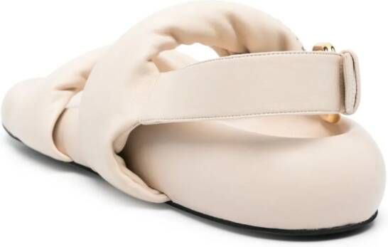 Marni Leren sandalen Beige