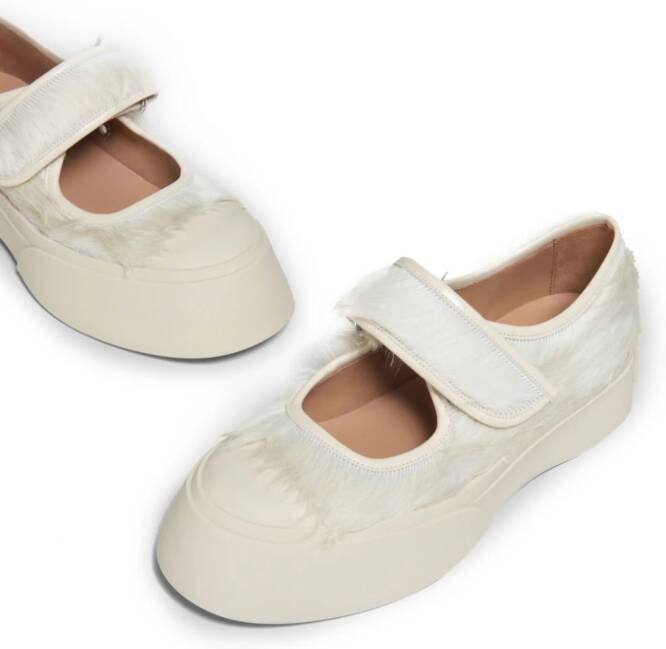 Marni Mary Jane sneakers met kalfshaar Wit