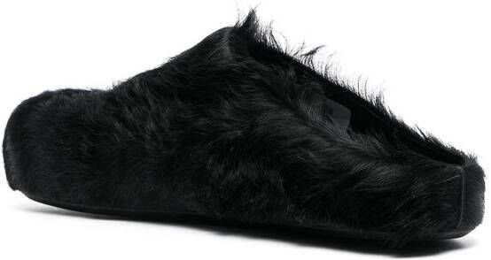 Marni Fussbet Sabot slippers met kalfshaar Zwart - Foto 3