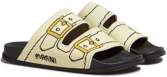 Marni Slippers met dubbele bandjes Beige
