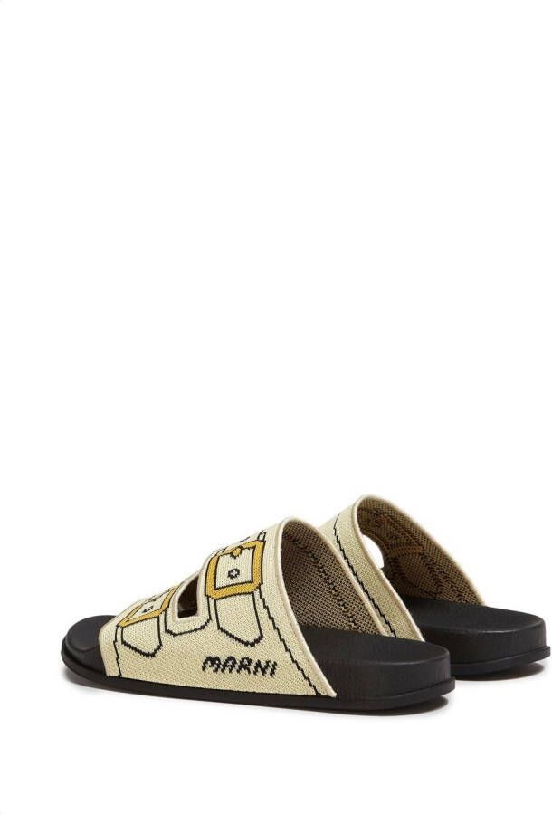 Marni Slippers met dubbele bandjes Beige