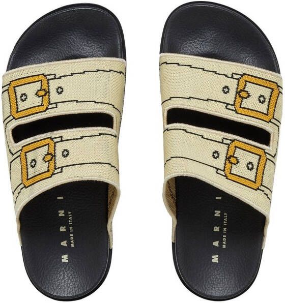 Marni Slippers met dubbele bandjes Beige