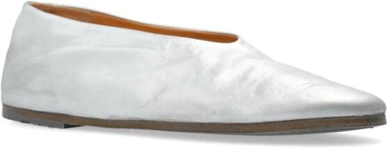 Marsèll Leren ballerina's met puntige neus Zilver