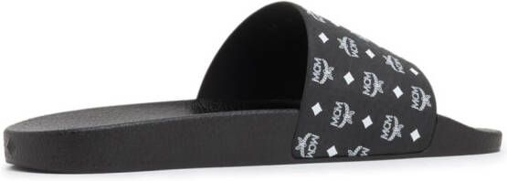 MCM Slippers met logoprint Zwart