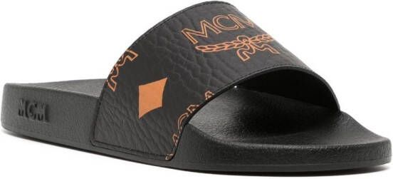 MCM Slippers met monogramprint Zwart