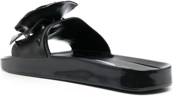 Melissa x Undercover x Melissa Beach Slide slippers met roospatch Zwart