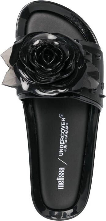 Melissa x Undercover x Melissa Beach Slide slippers met roospatch Zwart