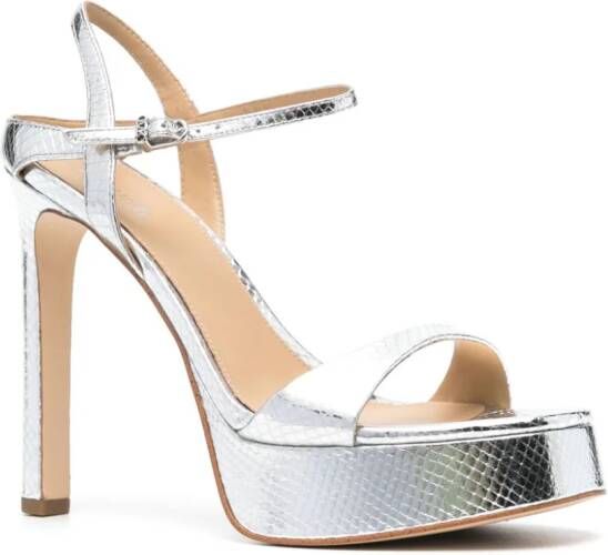 Michael Kors Amara 130mm leather platform sandals Zilver