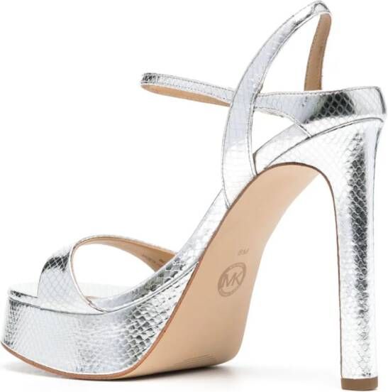 Michael Kors Amara 130 sandalen met plateauzool Zilver