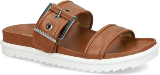 Michael Kors Leren sandalen met gesp Bruin
