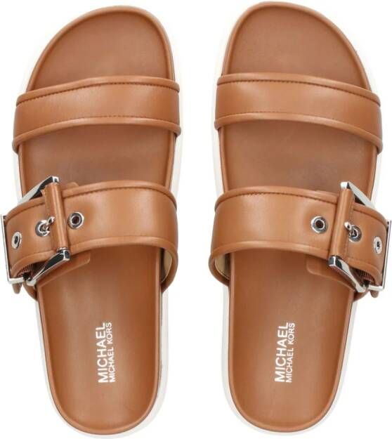 Michael Kors Leren sandalen met gesp Bruin