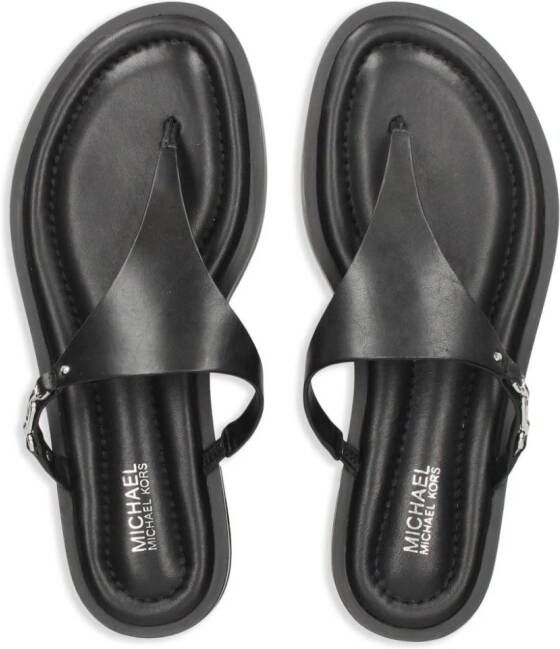 Michael Kors Daniella leren teenslippers Zwart