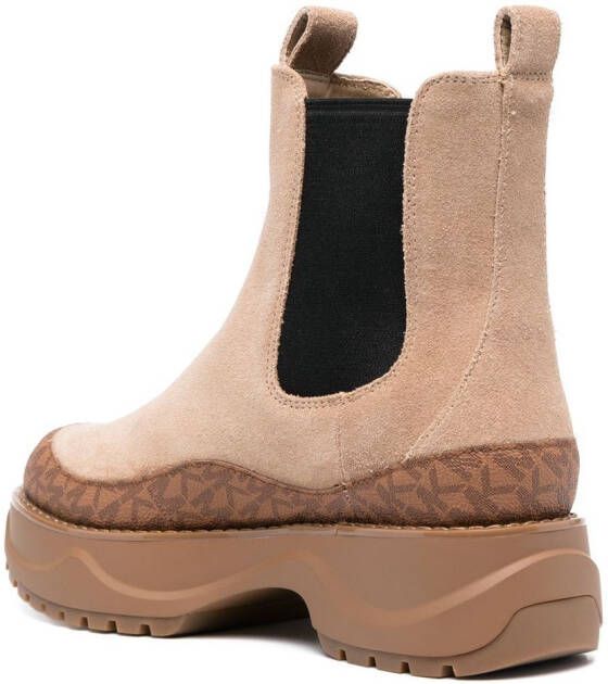 Michael Kors Rory combat boots met monogramprint Bruin - Foto 14