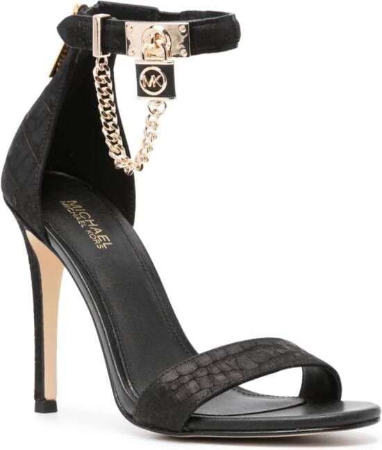 Michael Kors Hamilton 100mm chain-embellished leather sandals Zwart