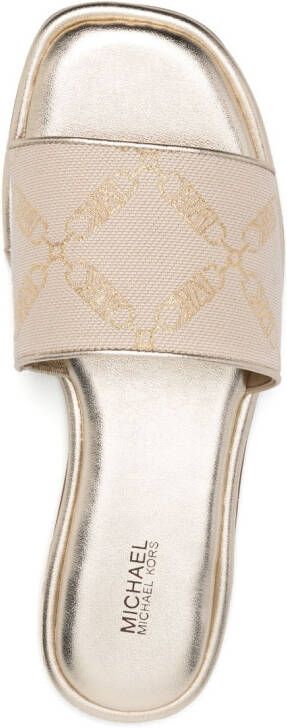 Michael Kors Hayworth leren slippers Beige