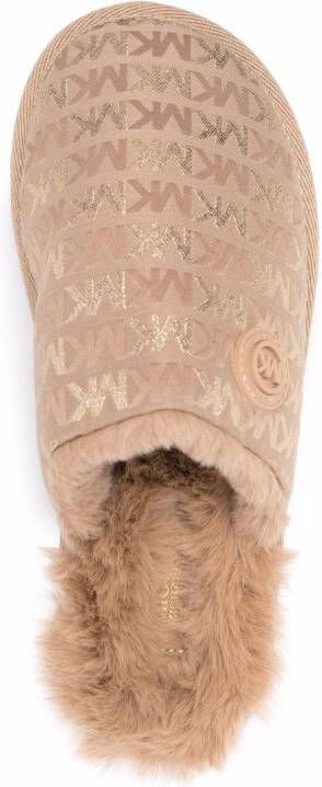 Michael Kors Janis slippers met monogramprint Beige