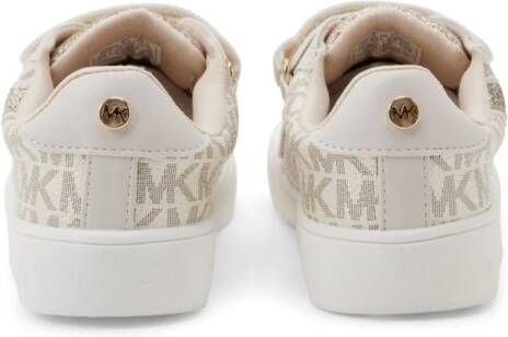 Michael Kors Kids glitter-detailing monogram-print sneakers Beige