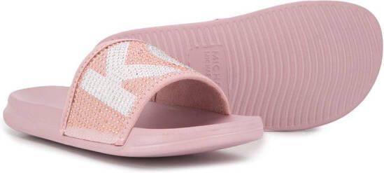 Michael Kors Kids Slippers verfraaid met logo Roze