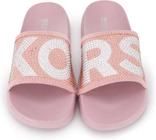 Michael Kors Kids Slippers verfraaid met logo Roze