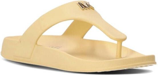 Michael Kors Linsey teenslippers met logoplakkaat Geel
