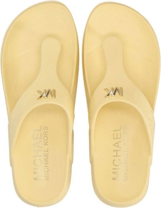 Michael Kors Linsey teenslippers met logoplakkaat Geel