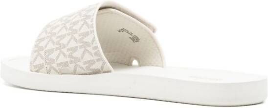 Michael Kors Canvas slippers met logoplakkaat Wit