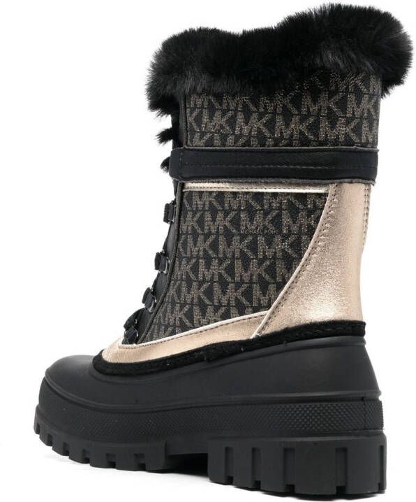 Michael Kors Rory combat boots met monogramprint Bruin - Foto 10