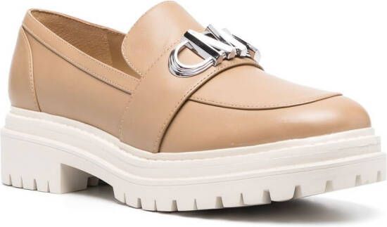 Michael Kors Parker loafers met logo-plakkaat Bruin