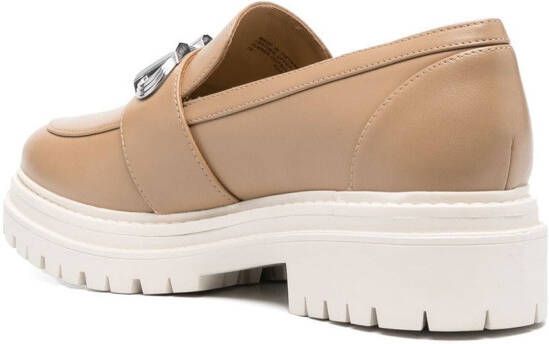 Michael Kors Parker loafers met logo-plakkaat Bruin