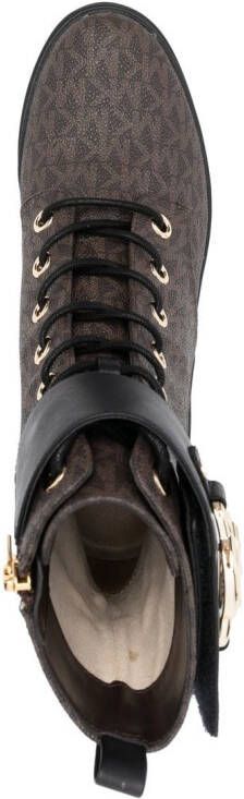 Michael Kors Rory combat boots met monogramprint Bruin