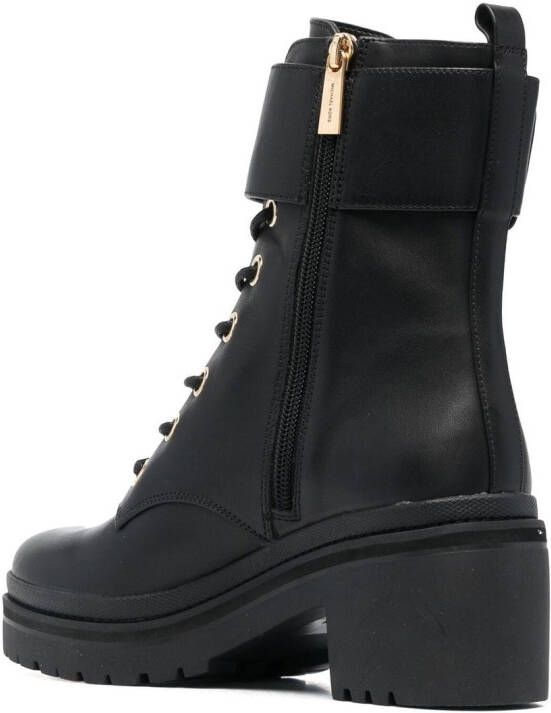 Michael Kors Rory leren combat boots Zwart