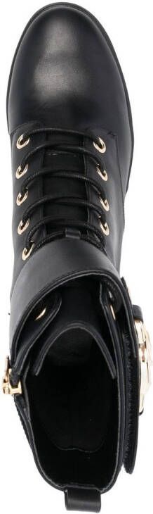 Michael Kors Rory leren combat boots Zwart