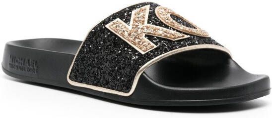 Michael Kors Slippers met glitter Zwart