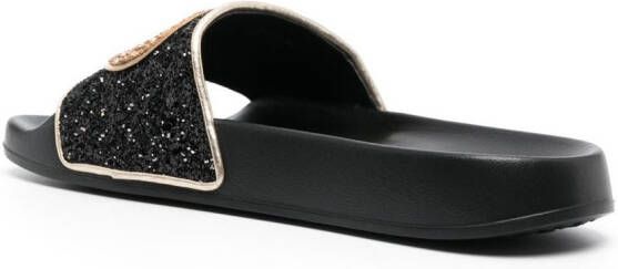Michael Kors Slippers met glitter Zwart