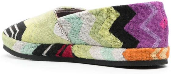 Missoni Home Slippers met zigzag-patroon Groen