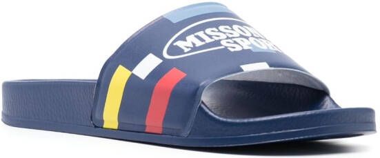 Missoni Slippers met logoprint Blauw