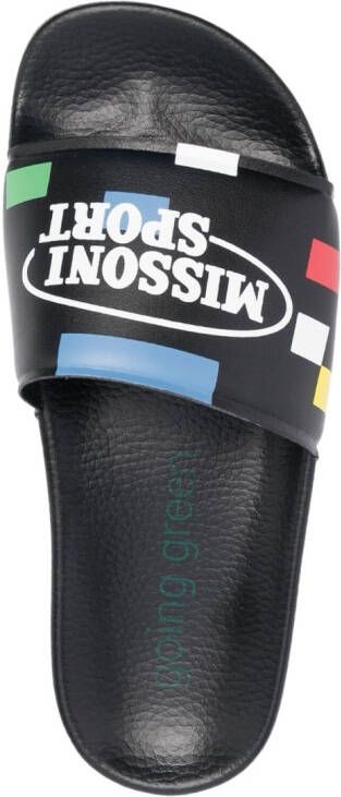 Missoni Slippers met logoprint Zwart
