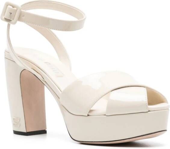 Miu 105mm leren sandalen Beige