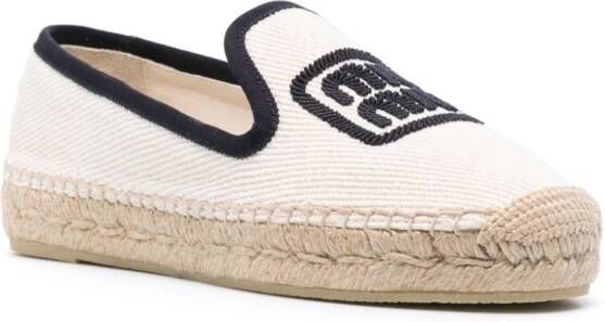 Miu Espadrilles met geborduurd logo Beige