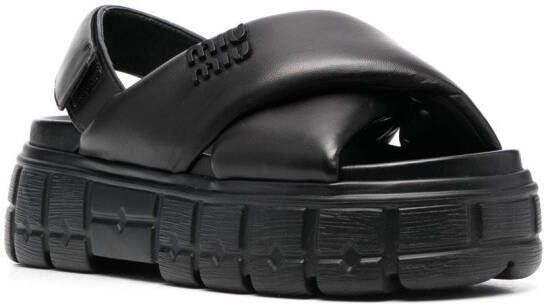 Miu Gewatteerde slingback sandalen Zwart