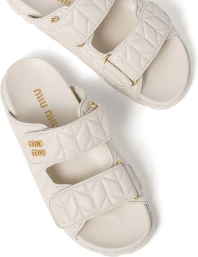 Miu GG leren slippers Wit