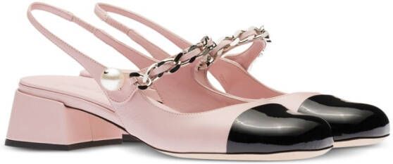 Miu Leren slingback pumps Roze