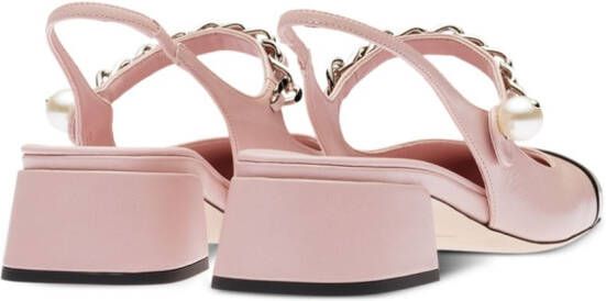 Miu Leren slingback pumps Roze