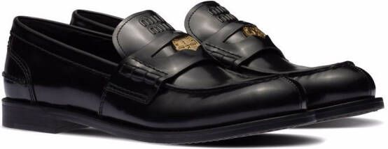 Miu Leren loafers Zwart