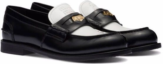 Miu Leren loafers Zwart