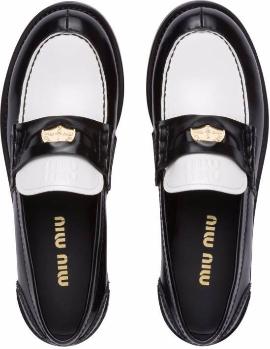 Miu Leren loafers Zwart