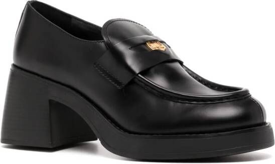 Miu Leren loafers Zwart