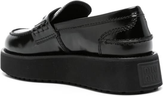 Miu Leren loafers Zwart