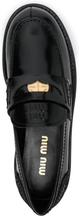 Miu Leren loafers Zwart